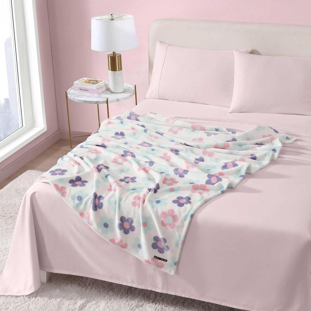 image:imageBetsey Johnson Plush Throw Blanket for Couch or Bed Soft Reversible Western Fleece Throw Cozy Printed Soft Blanket Ballet Bows Grey 50 x 70Retro Daisy Toss Purple