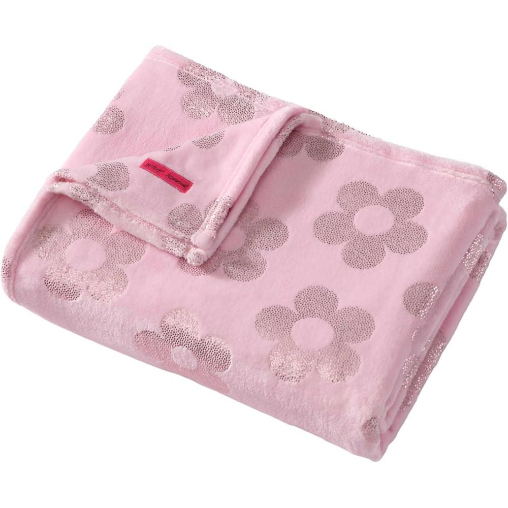 image:imageBetsey Johnson Plush Throw Blanket for Couch or Bed Soft Reversible Western Fleece Throw Cozy Printed Soft Blanket Ballet Bows Grey 50 x 70Retro Daisy Pink