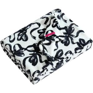 Betsey Johnson – Plush Throw Blanket for Couch or Bed, Soft Reversible Western Fleece Throw, Cozy Printed Soft Blanket, Ballet Bows Grey, 50″ x 70″(Ballet Bows Grey)