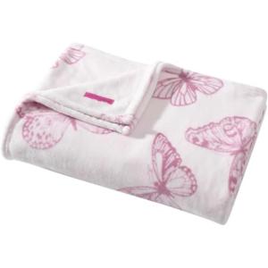 Betsey Johnson – Plush Throw Blanket for Couch or Bed, Soft Reversible Western Fleece Throw, Cozy Printed Soft Blanket, Ballet Bows Grey, 50″ x 70″(Malachite Butterfly Pink)