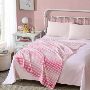 Betsey Johnson – Plush Throw Blanket for Couch or Bed, Soft Reversible Western Fleece Throw, Cozy Printed Soft Blanket, Ballet Bows Grey, 50″ x 70″(Ombre Dots Pink)