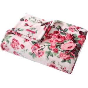 Betsey Johnson – Plush Throw Blanket for Couch or Bed, Soft Reversible Western Fleece Throw, Cozy Printed Soft Blanket, Ballet Bows Grey, 50″ x 70″(Vintage Floral Pink)
